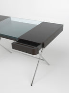 Bureau Cosimo - Plateau verre extra clair et tiroirs - Marco Zanuso Jr