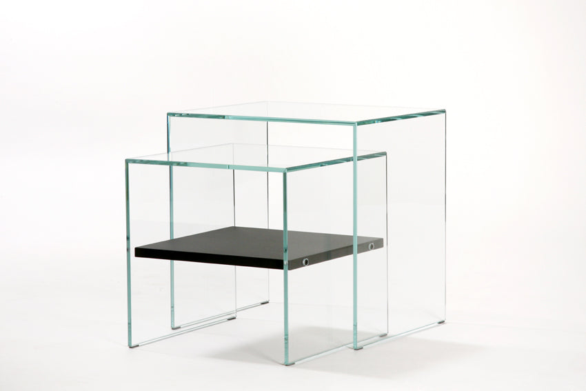 Set Zen 3 | 2 Tables Gigognes Verre Trempé et Bois — Adentro Studio