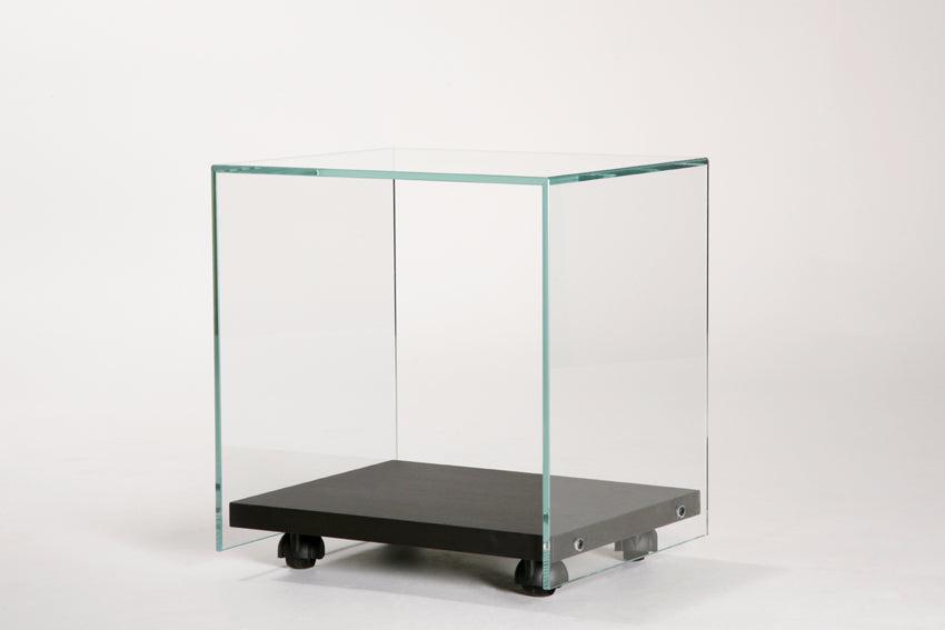 Table Zen 4 | Cube sur roulettes Verre et Bois