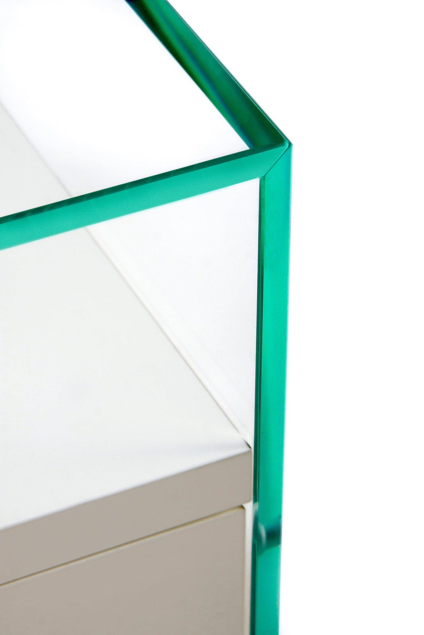 Table de Chevet Zen 5 Comodino - Verre trempé et tiroir bois