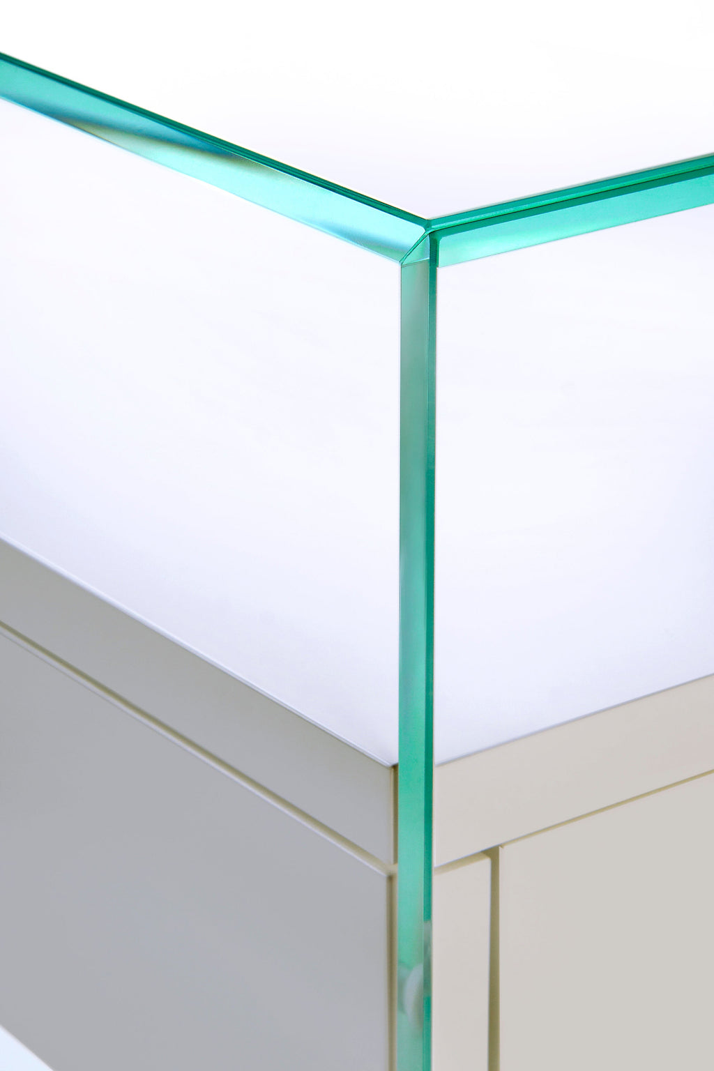 Table de Chevet Zen 5 Comodino - Verre trempé et tiroir bois