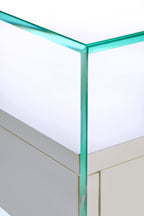 Table de Chevet Zen 5 Comodino - Verre trempé et tiroir bois