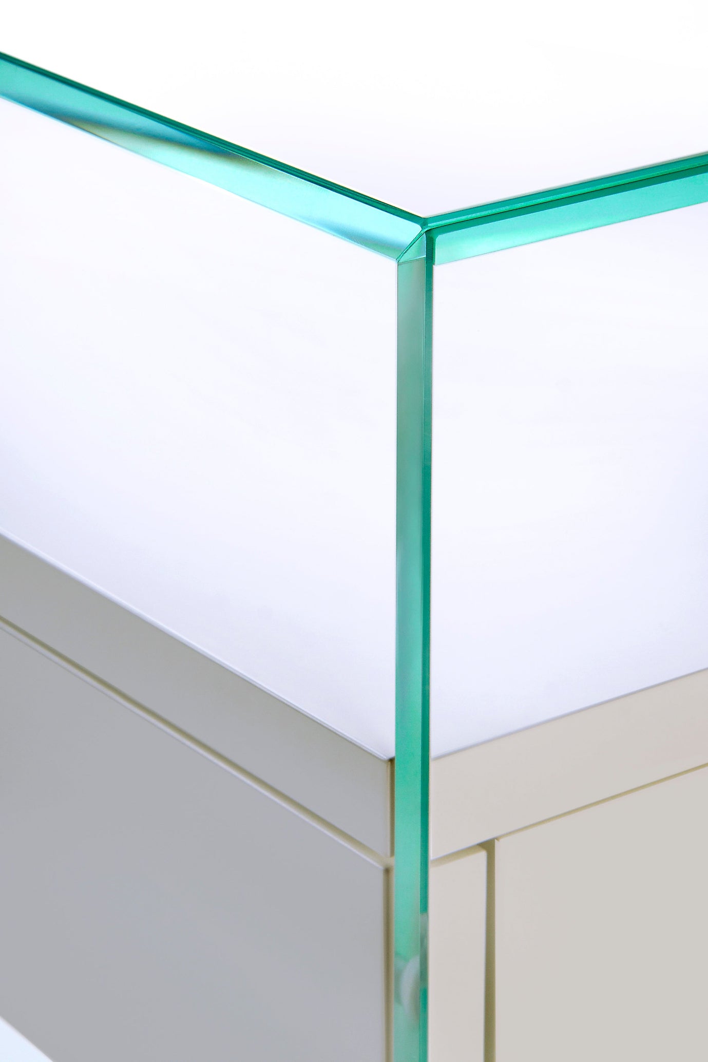 Table de Chevet Zen 5 Comodino - Verre trempé et tiroir bois