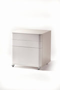 Caisson Cosimo 3 tiroirs laqué blanc mat sur roulettes — Adentro Paris
