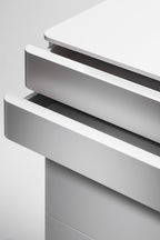 Grand Caisson Cosimo - 6 Tiroirs Push/Pull sur Roulettes - Laqué Blanc Mat