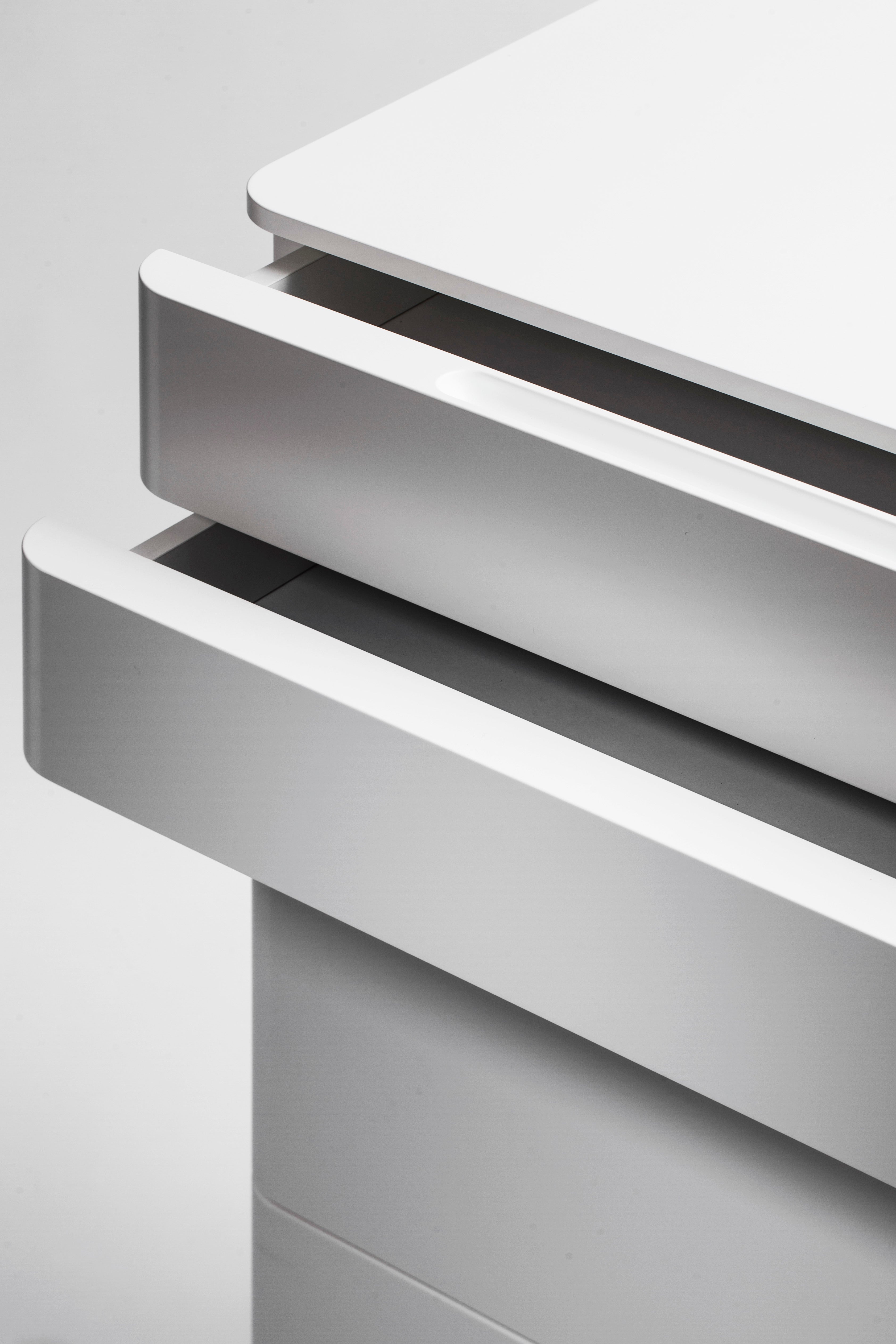 Grand Caisson Cosimo - 6 Tiroirs Push/Pull sur Roulettes - Laqué Blanc Mat