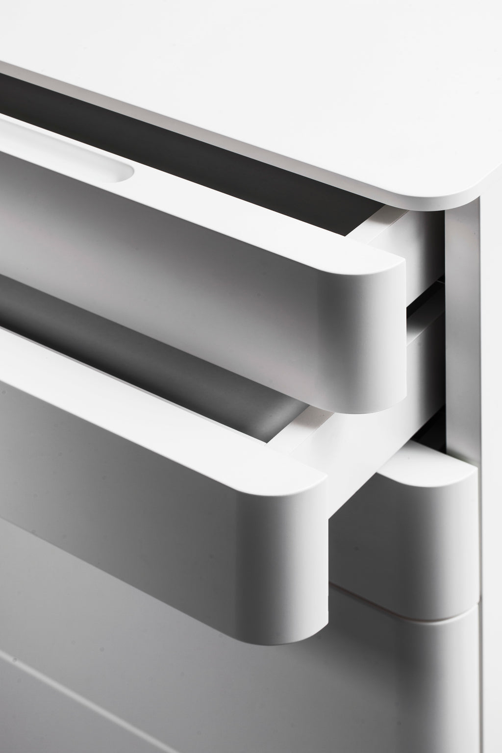 Grand Caisson Cosimo - 6 Tiroirs Push/Pull sur Roulettes - Laqué Blanc Mat