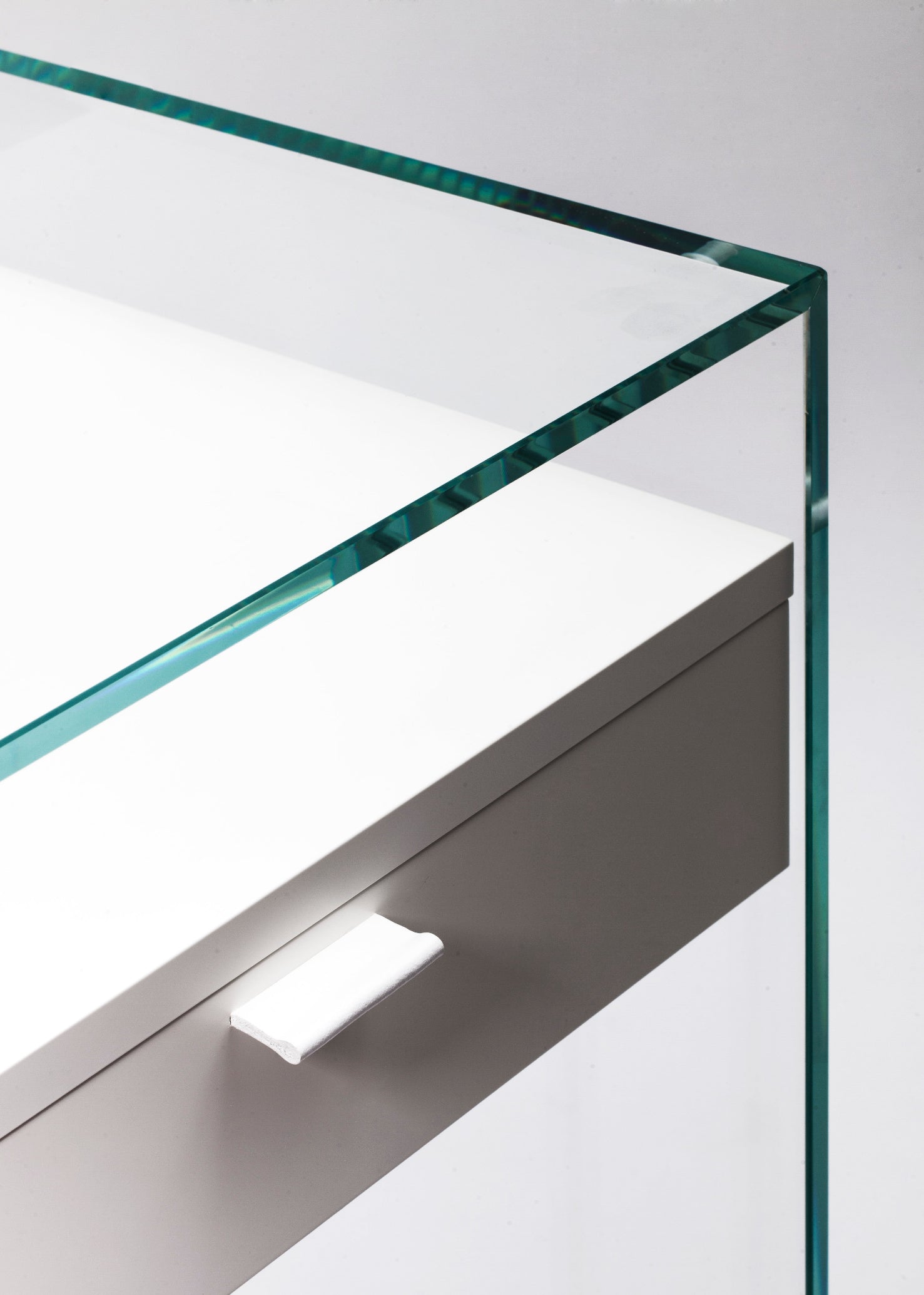 Table de Chevet Zen 5 Comodino - Verre trempé et tiroir bois