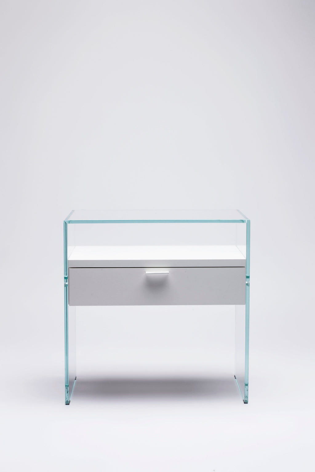 Table de Chevet Zen 5 Comodino - Verre trempé et tiroir bois