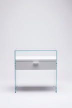 Table de Chevet Zen 5 Comodino - Verre trempé et tiroir bois