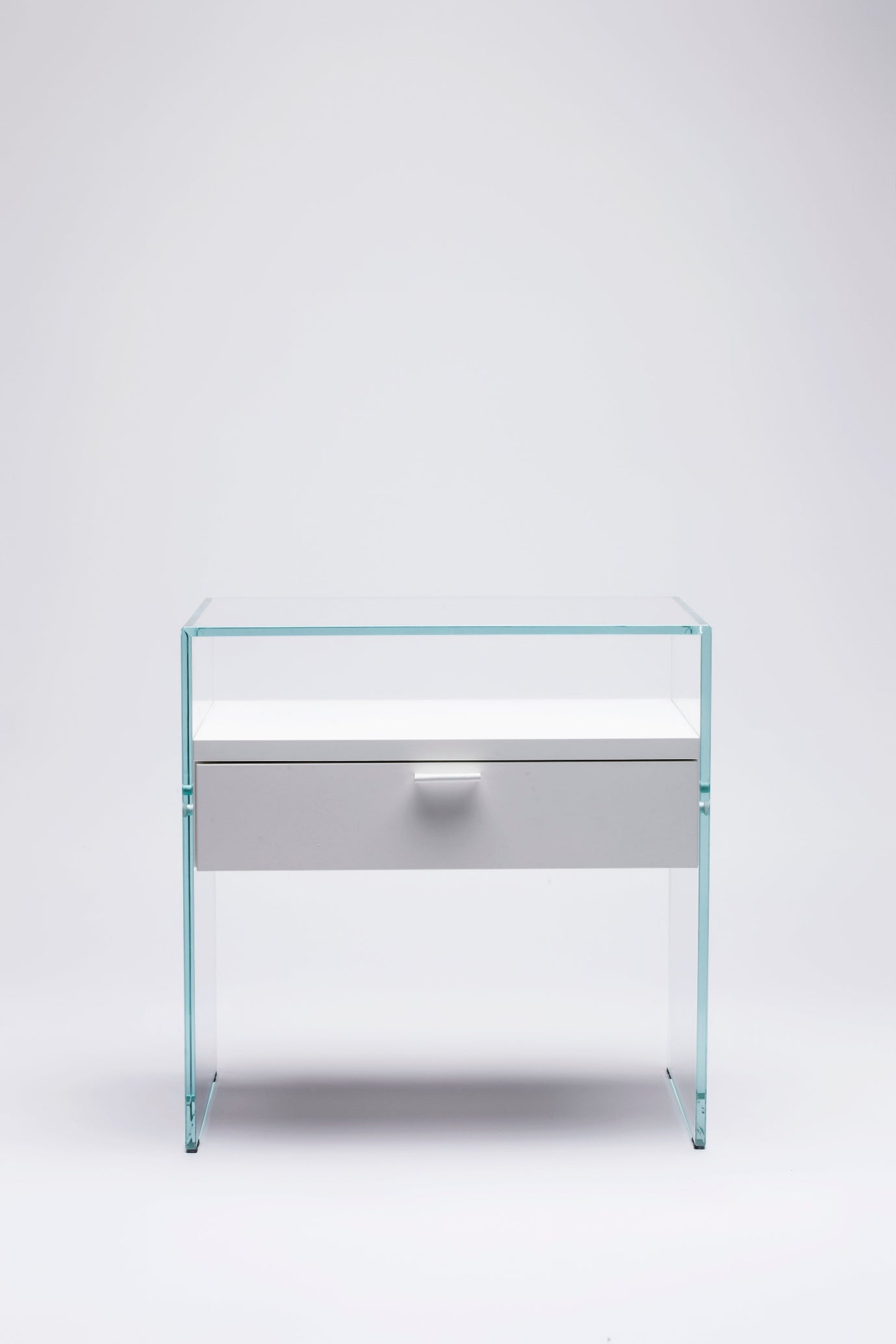 Table de Chevet Zen 5 Comodino - Verre trempé et tiroir bois