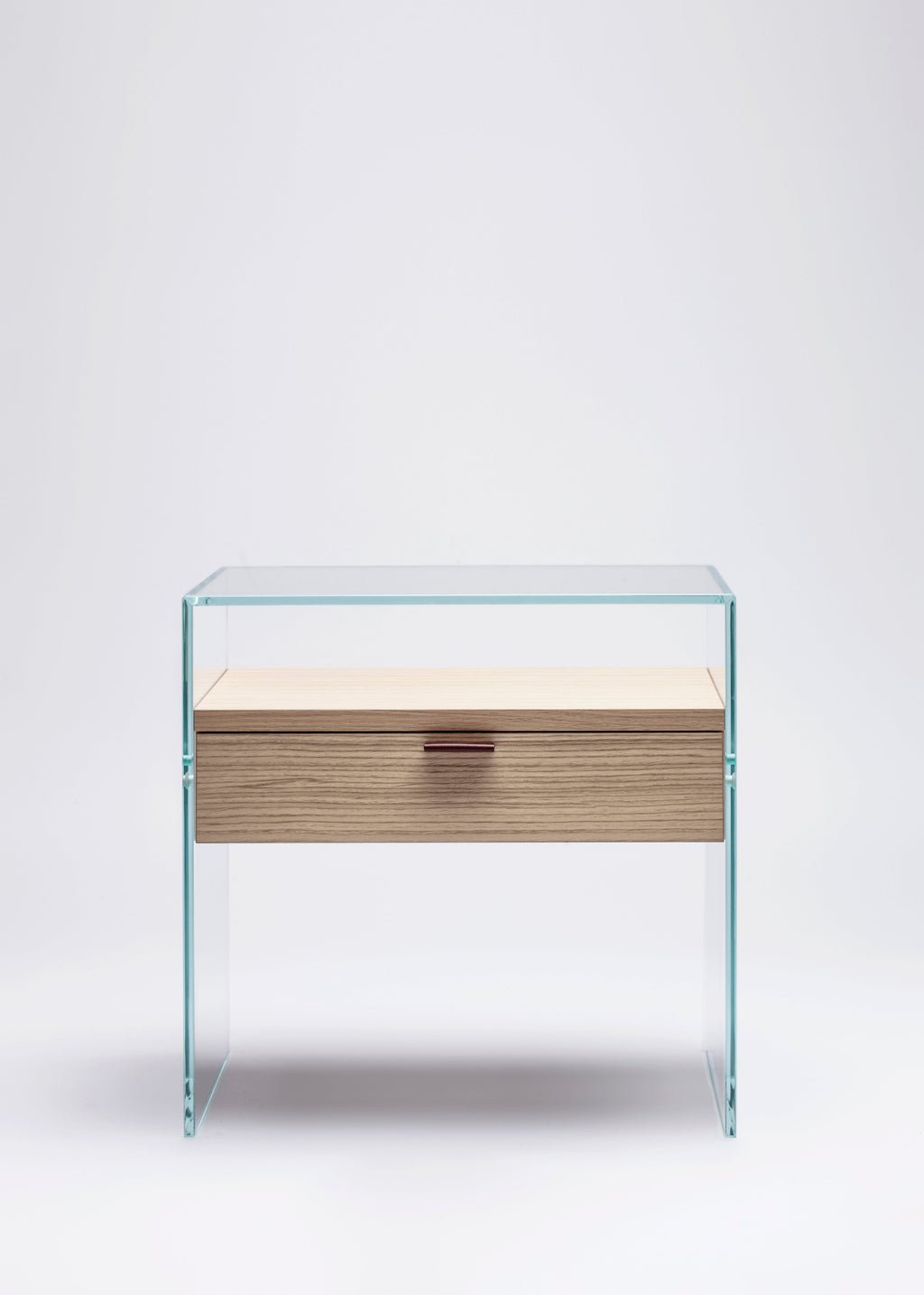 Table de Chevet Zen 5 Comodino - Verre trempé et tiroir bois