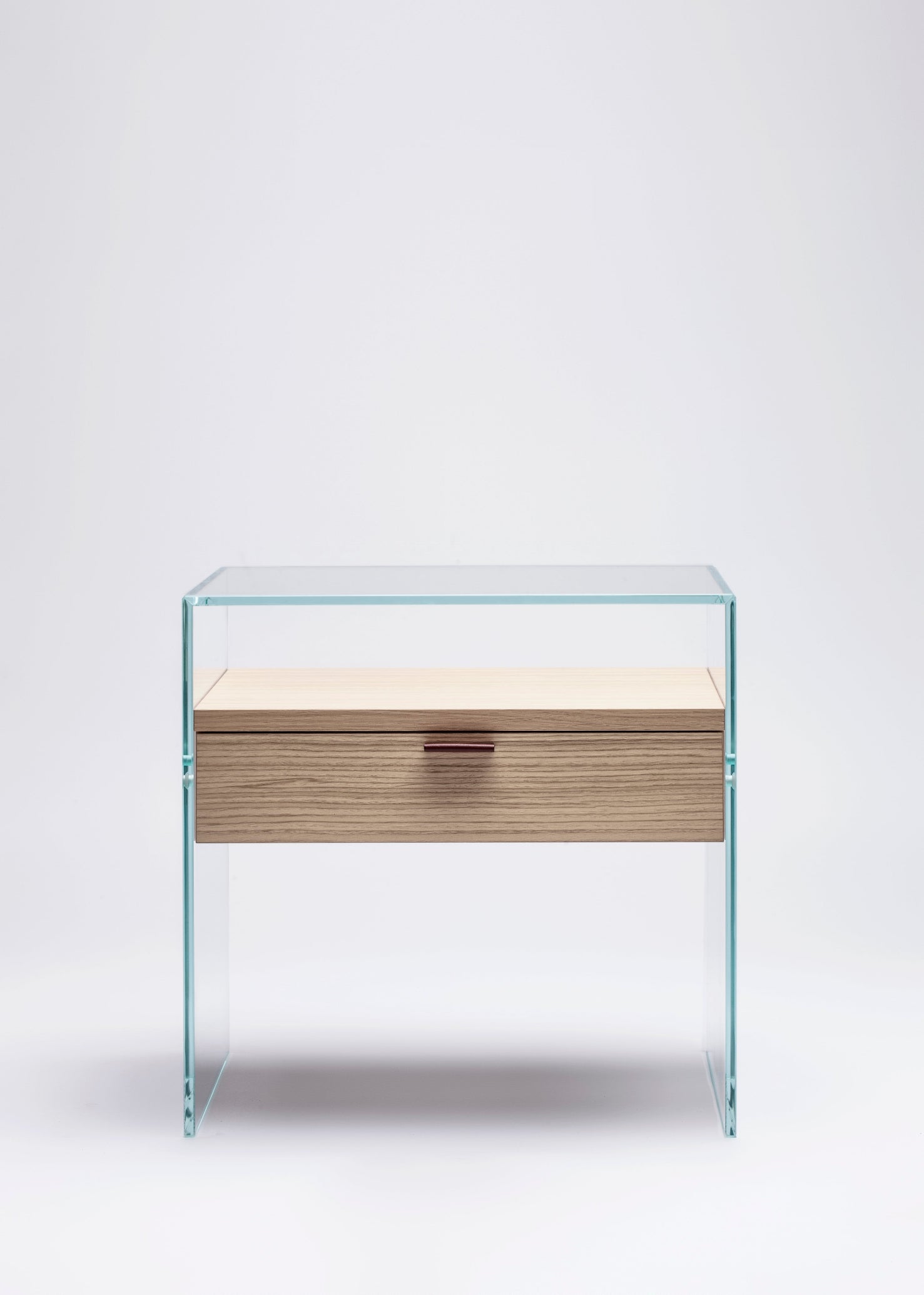 Table de Chevet Zen 5 Comodino - Verre trempé et tiroir bois