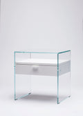 Table de Chevet Zen 5 Comodino - Verre trempé et tiroir bois