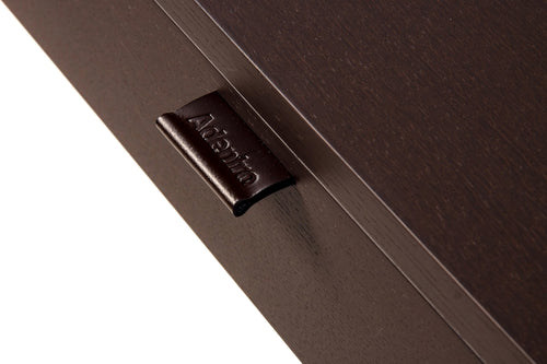 Bureau Console Zen 13 | Verre Trempé, Tiroir Bois et Poignée Cuir