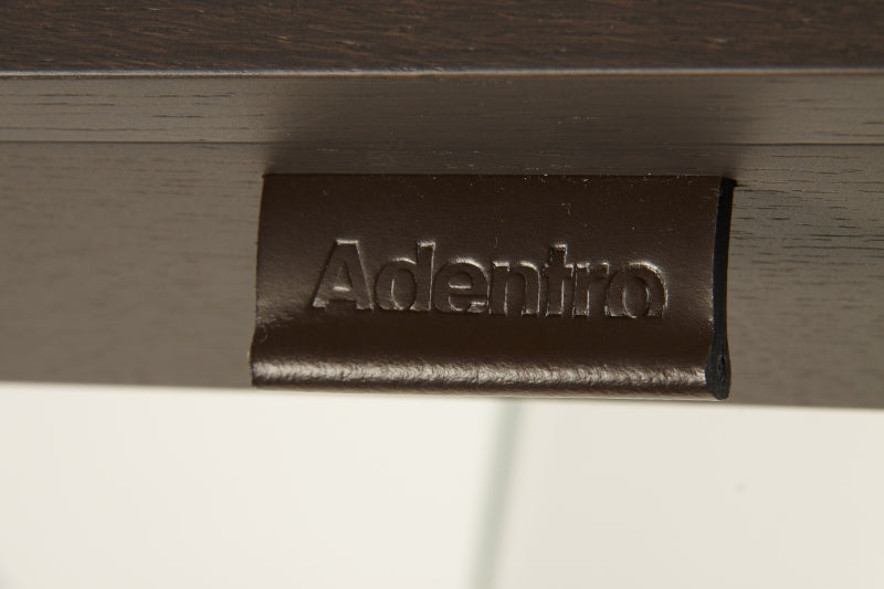 Bureau Console Zen 13 | Verre Trempé, Tiroir Bois et Poignée Cuir