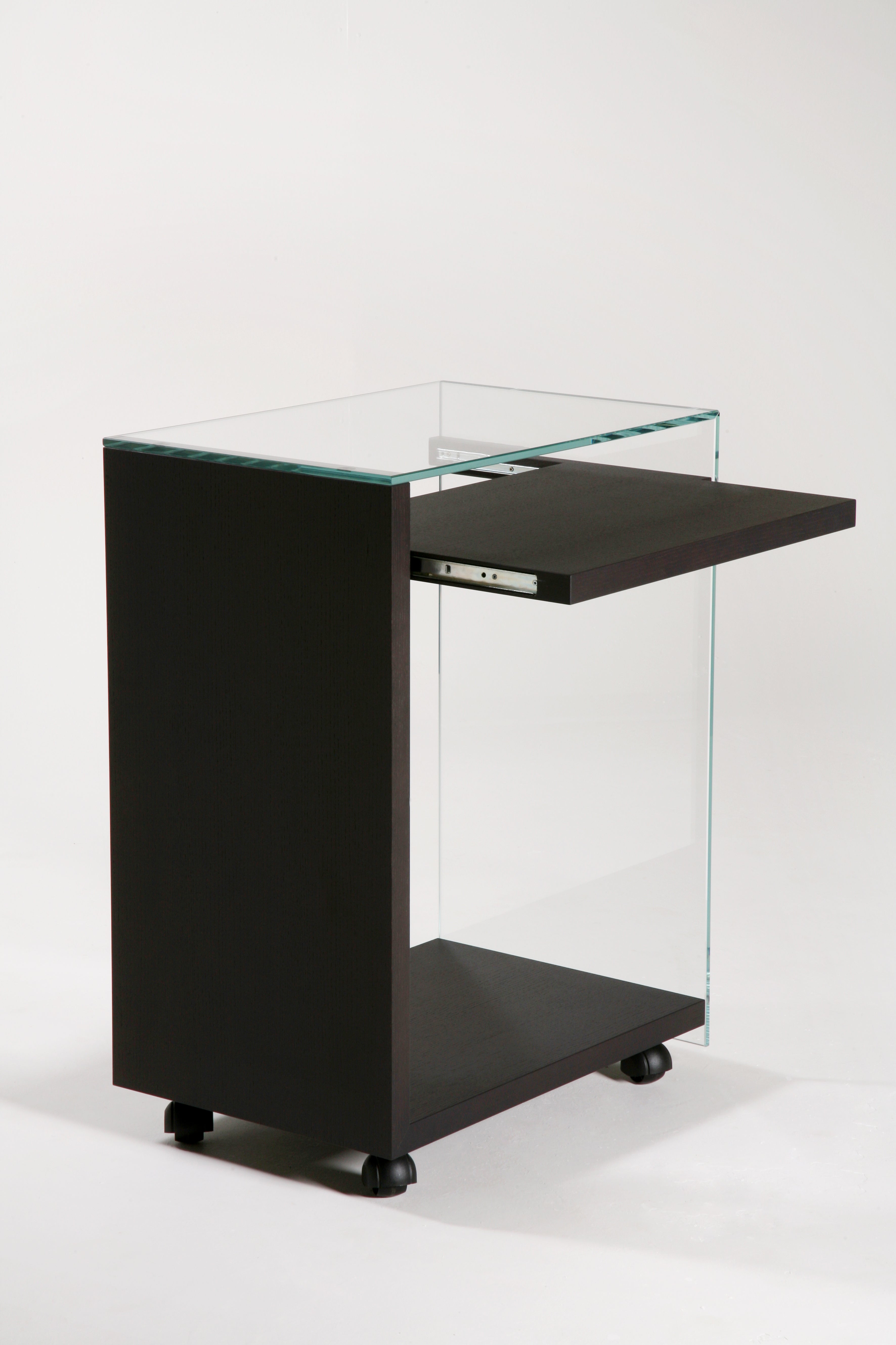 Bureau mobile Zen 7 Laptop verre et Wenge gris— Adentro Paris