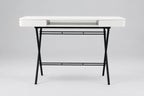 Bureau Cosimo laqué blanc mat, piètement laqué bronze foncé mat, vue de face
