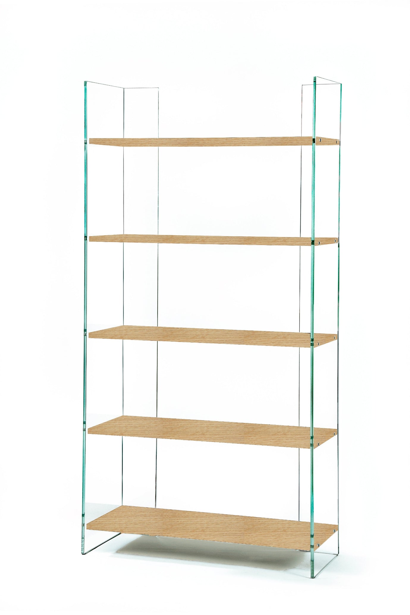 Bibliothèque Zen 12 Ex Libris | Verre Trempé et 5 Étagères Bois