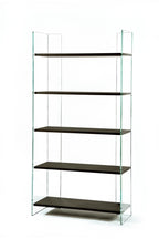 Bibliothèque Zen 12 Ex Libris | Verre Trempé et 5 Étagères Bois