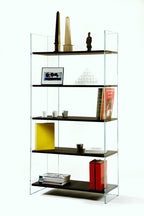 Bibliothèque Zen 12 Ex Libris | Verre Trempé et 5 Étagères Bois