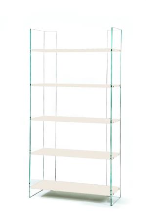 Bibliothèque Zen 12 Ex Libris | Verre Trempé et 5 Étagères Bois