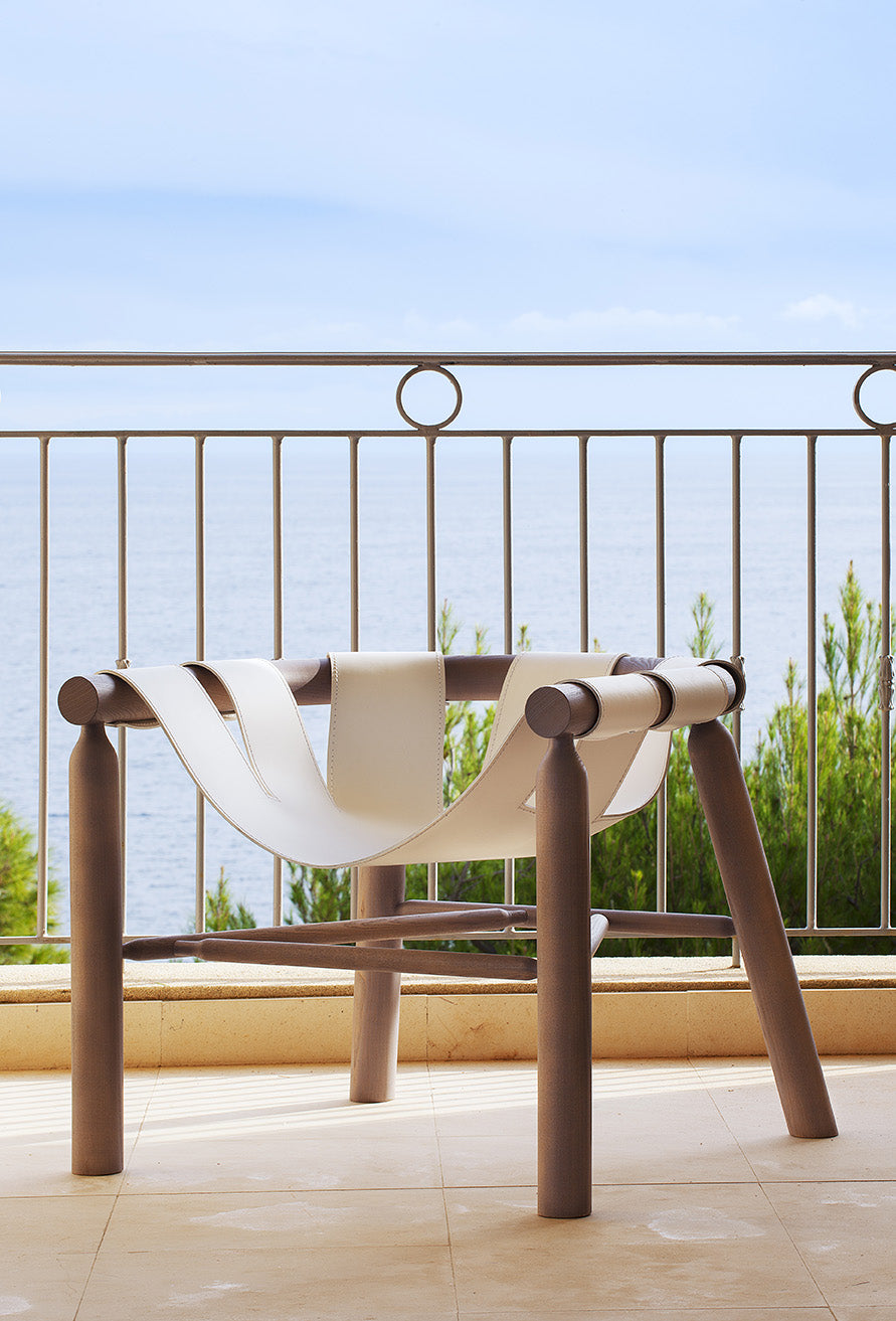 Fauteuil Ninna - Frêne massif tourné et Cuir - Design Carlo Contin