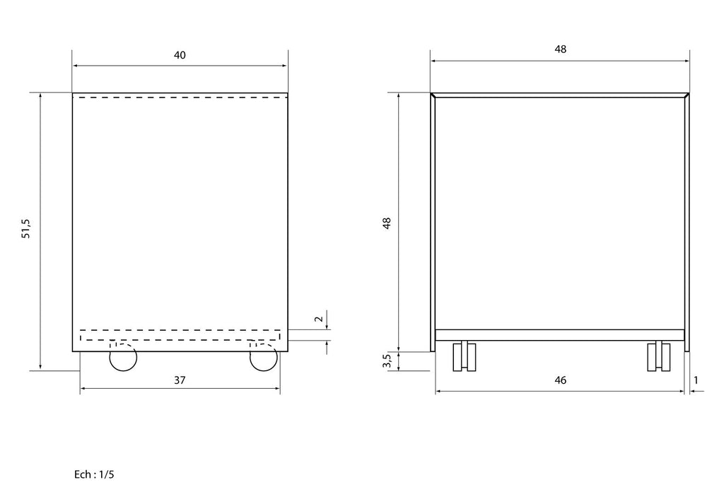 cube verre à roulettes Adentro Paris
