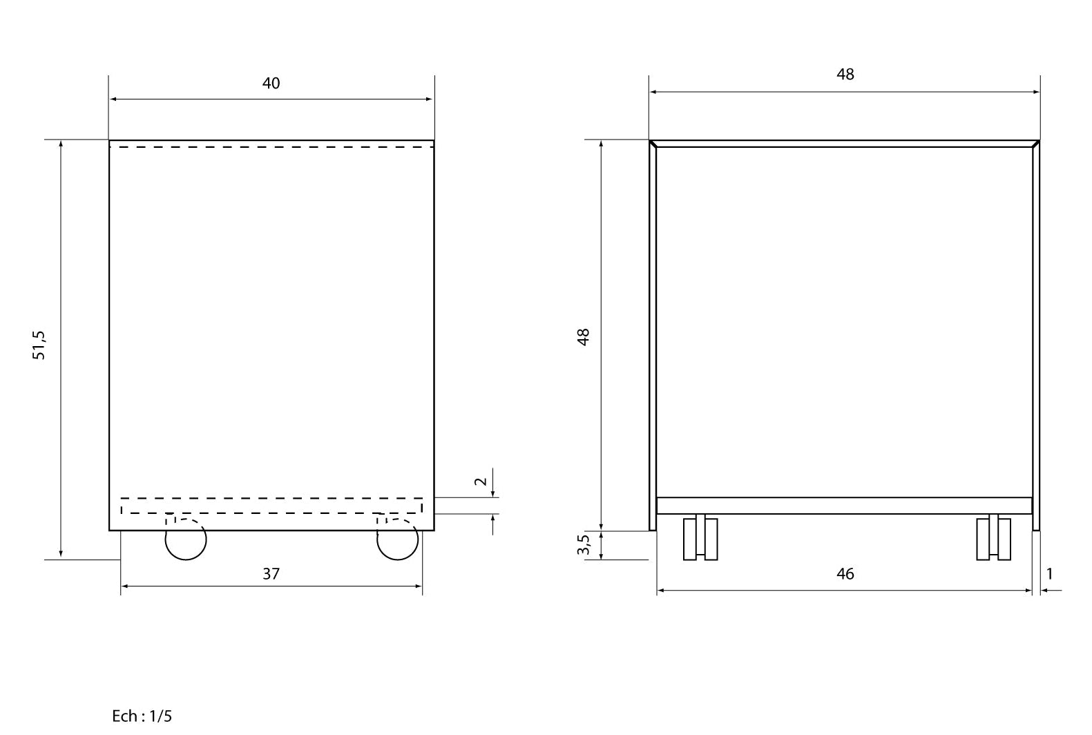 cube verre à roulettes Adentro Paris
