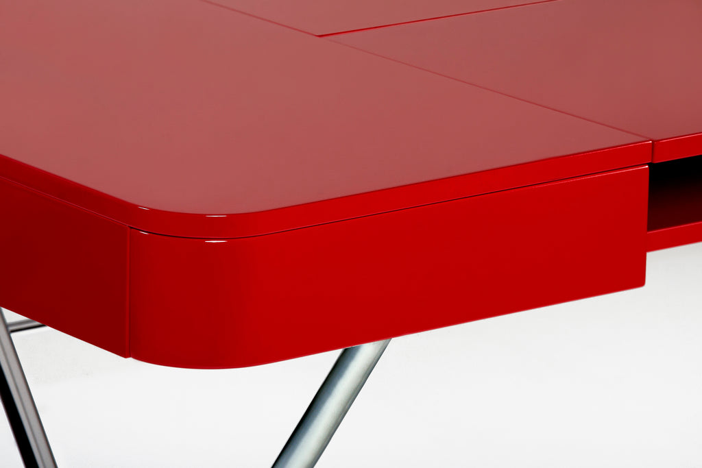 Bureau Cosimo, laqué rouge brillant | Marco Zanuso Jr