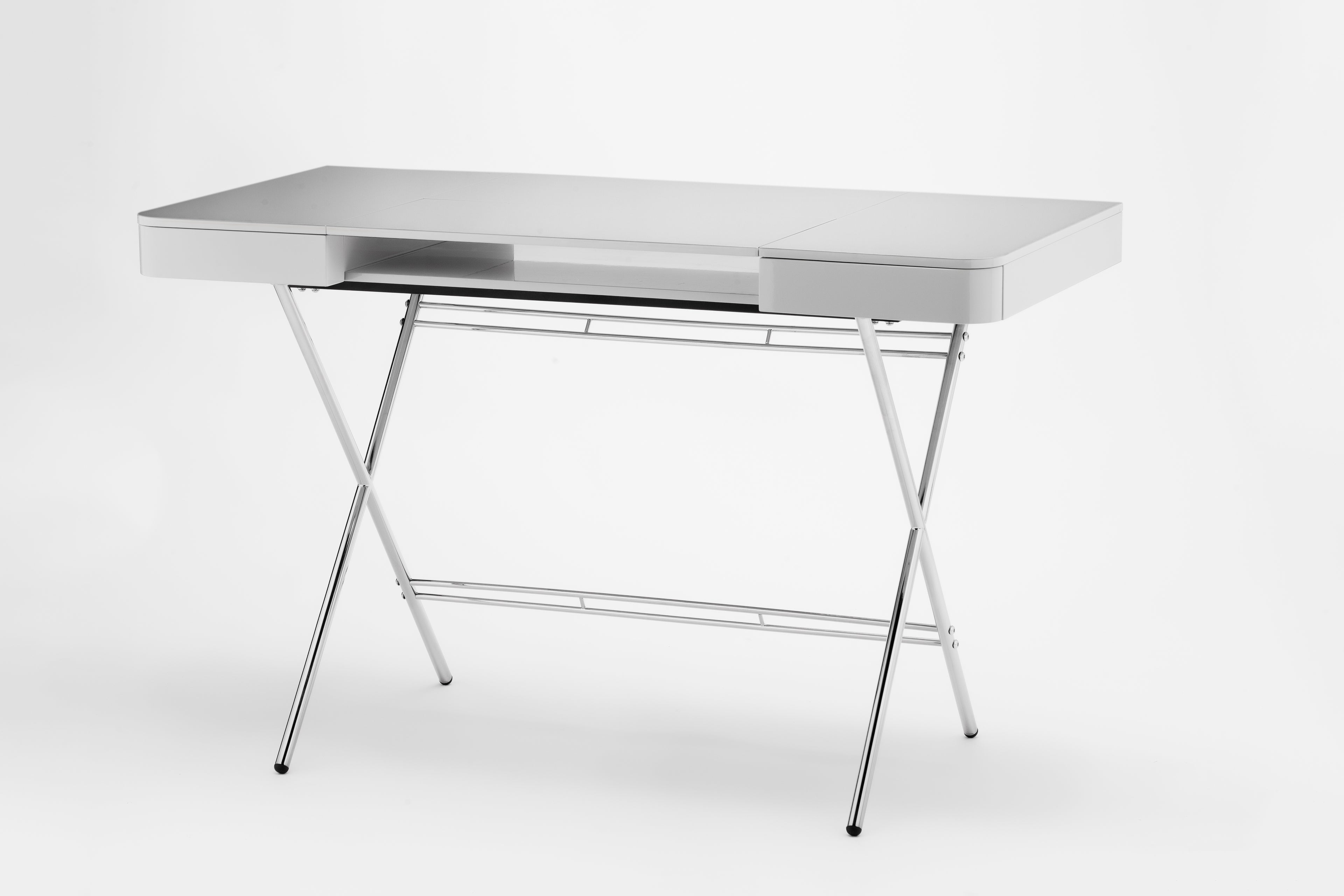 Bureau Cosimo, laqué gris brillant | Marco Zanuso Jr