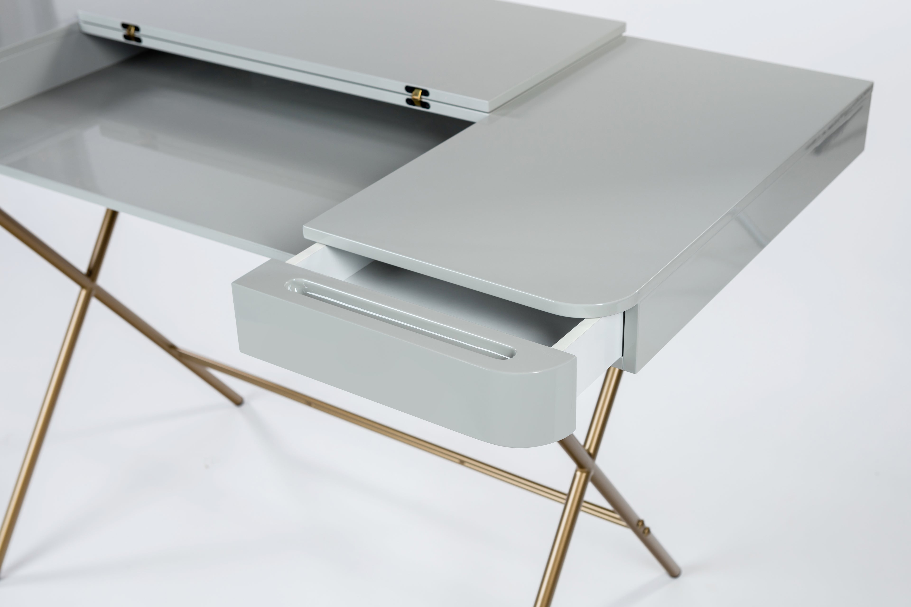 Bureau Cosimo, laqué gris brillant | Marco Zanuso Jr