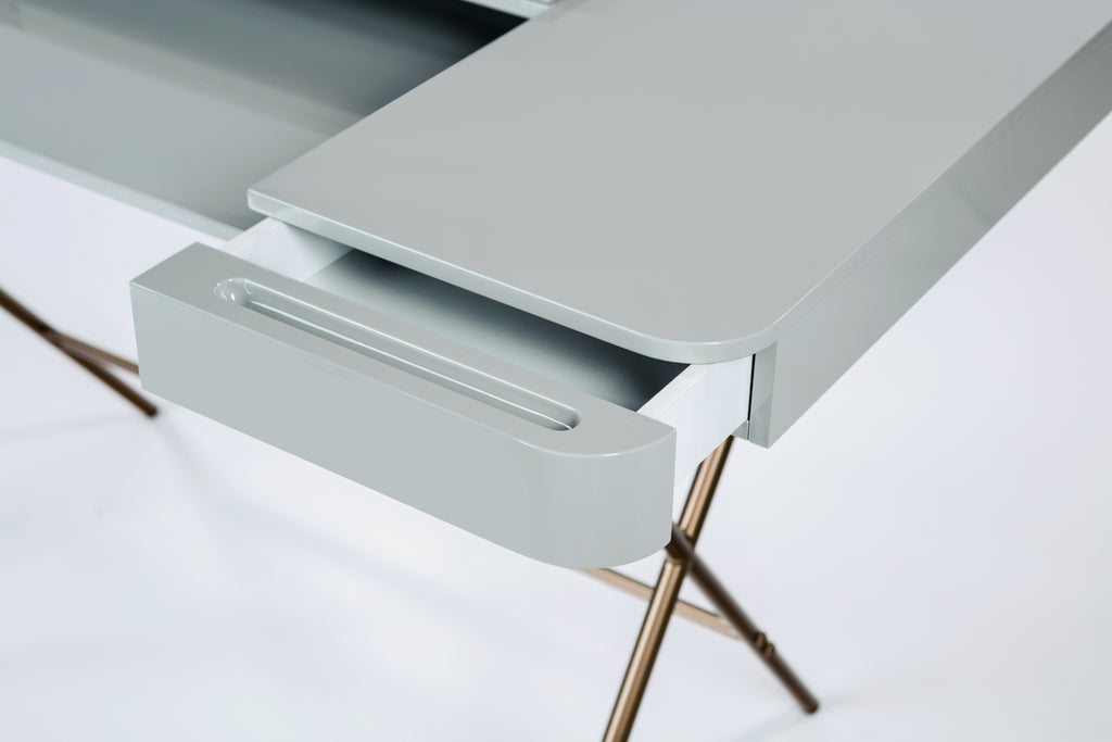 Bureau Cosimo, laqué gris brillant | Marco Zanuso Jr