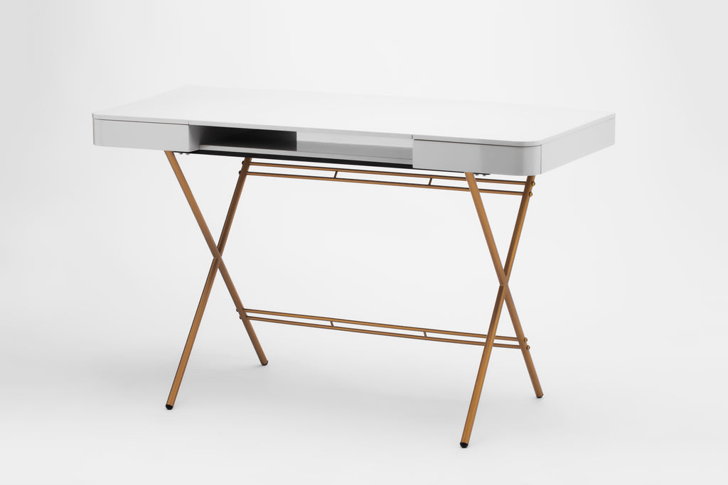 Bureau Cosimo, laqué gris brillant | Marco Zanuso Jr