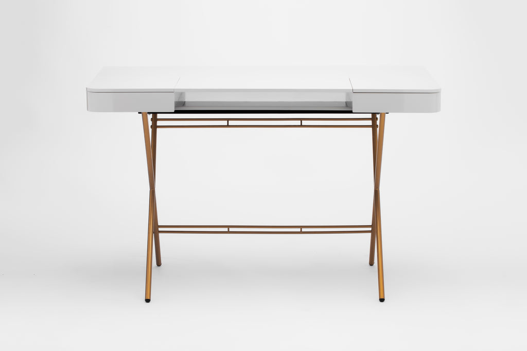 Bureau Cosimo, laqué gris brillant | Marco Zanuso Jr