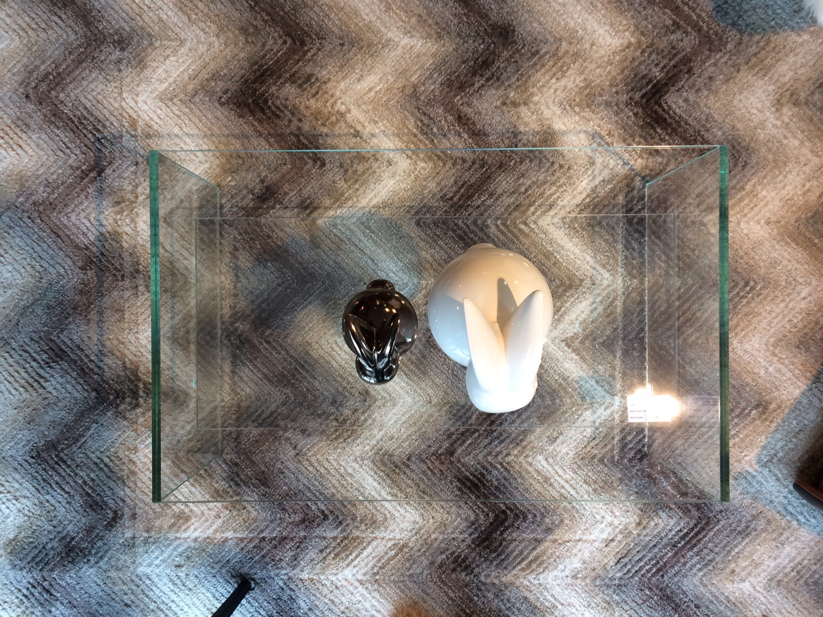 Table basse zen 1 verre extra clair vu d'en haut