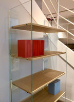 Bibliothèque Zen 12 Ex Libris | Verre Trempé et 5 Étagères Bois