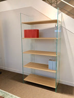 Bibliothèque Zen 12 Ex Libris | Verre Trempé et 5 Étagères Bois