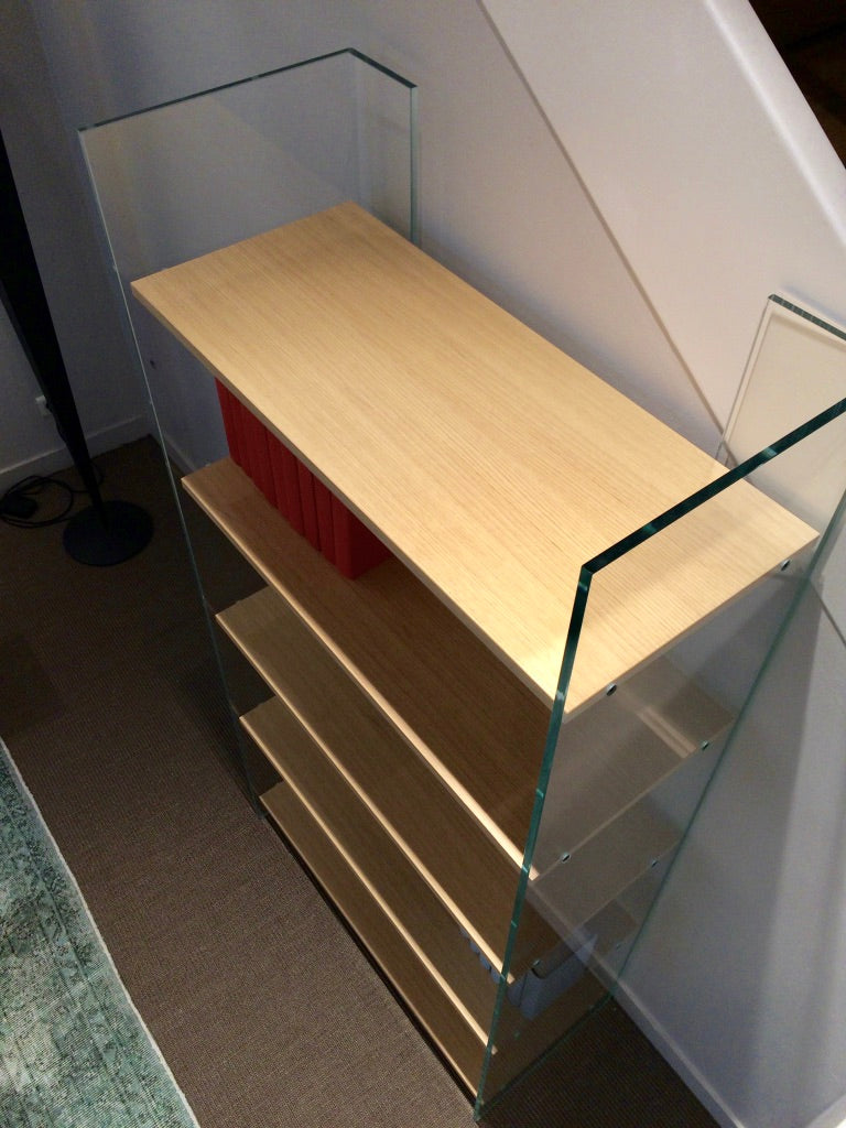 Bibliothèque Zen 12 Ex Libris | Verre Trempé et 5 Étagères Bois