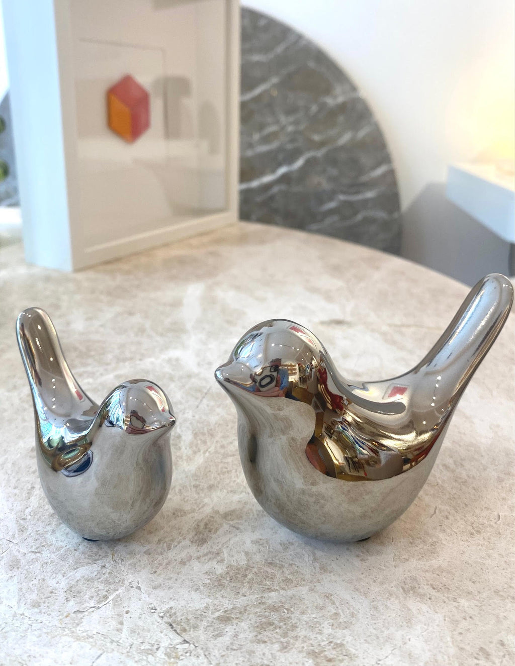 Oiseau décoratif Birdy | laqué argent