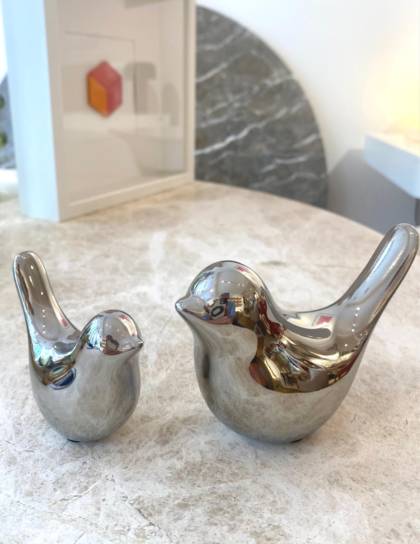 Oiseau décoratif Birdy | laqué argent