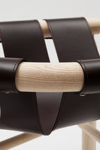 Fauteuil Ninna - Frêne massif tourné et Cuir - Design Carlo Contin