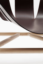 Fauteuil Ninna - Frêne massif tourné et Cuir - Design Carlo Contin