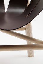 Fauteuil Ninna - Frêne massif tourné et Cuir - Design Carlo Contin