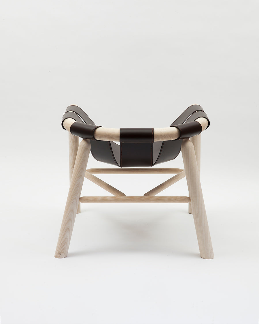 Fauteuil Ninna - Frêne massif tourné et Cuir - Design Carlo Contin